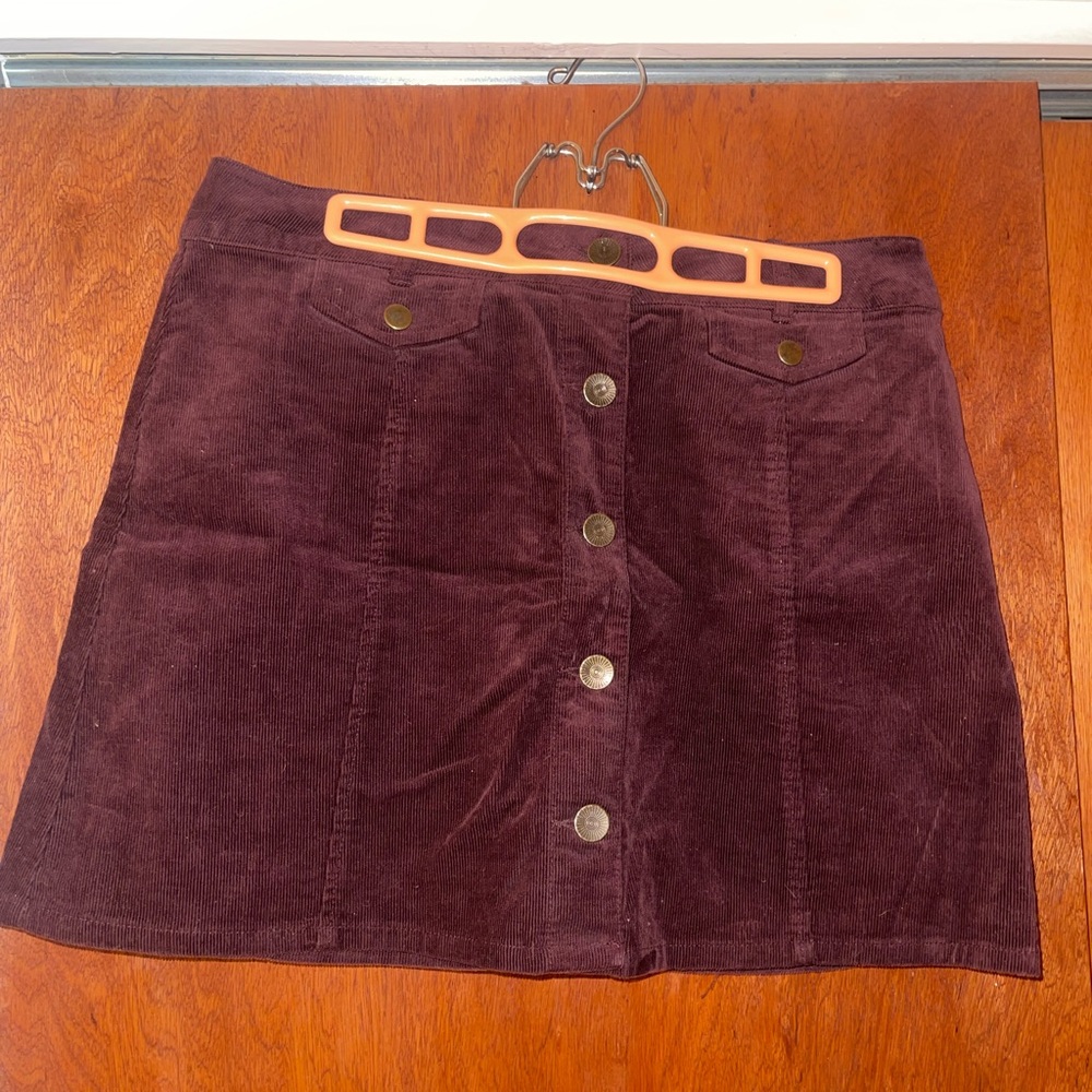Forever 21 Maroon Corduroy Button-Front Skirt